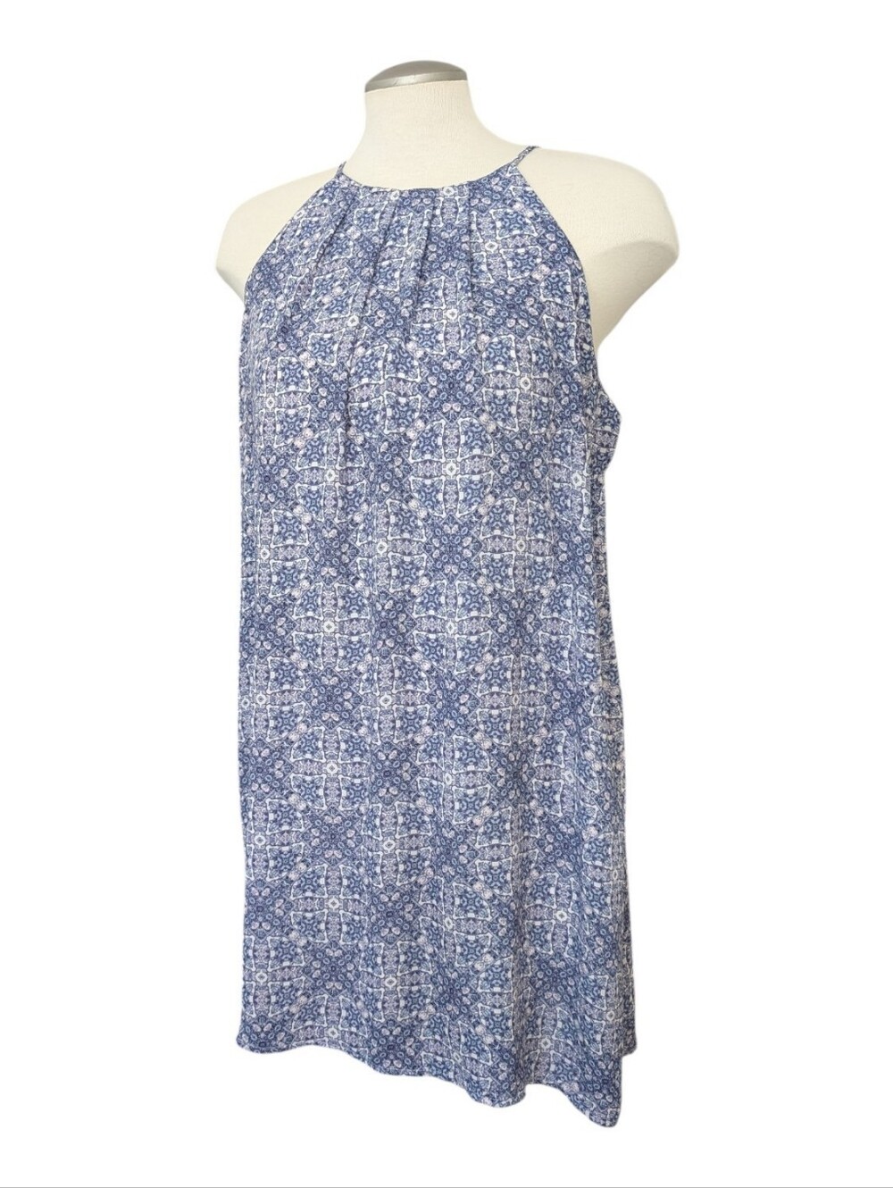 Pink Rose Summer Dress Size Medium Light & Flowy Blue And White Shift